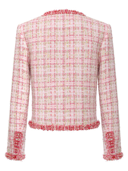 Bianca Metallic-Woven Fringe Pink Jacket