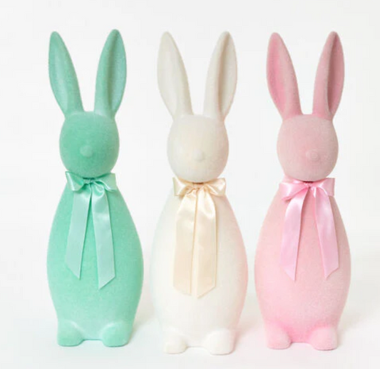 Flocked Pastel Button Nose Bunny