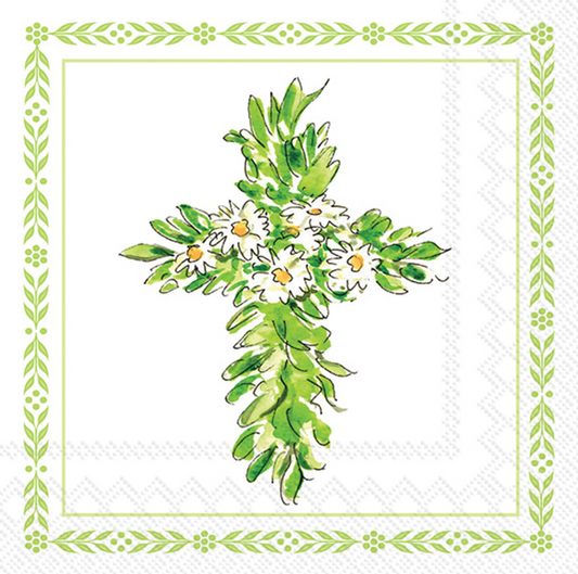 Lunch Napkin Floral Cross