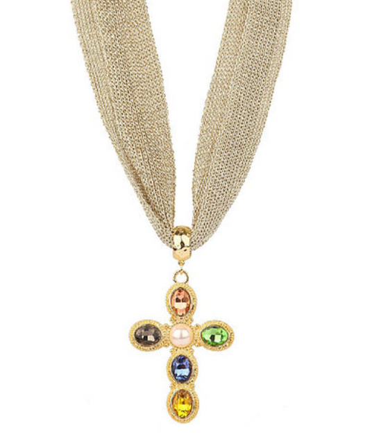 Cross Mesh Fabric Necklace