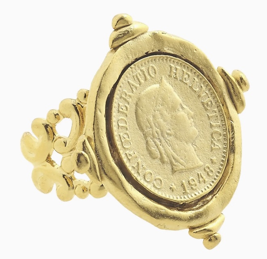 Handcast Gold Coin Adjustable Ring