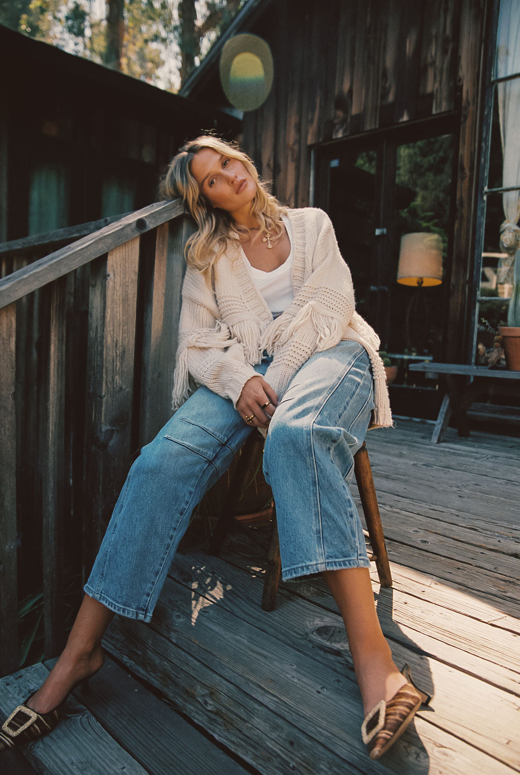 Sunny Beige Fringe Cardigan