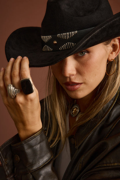 Talon Black Suede Cowboy Hat