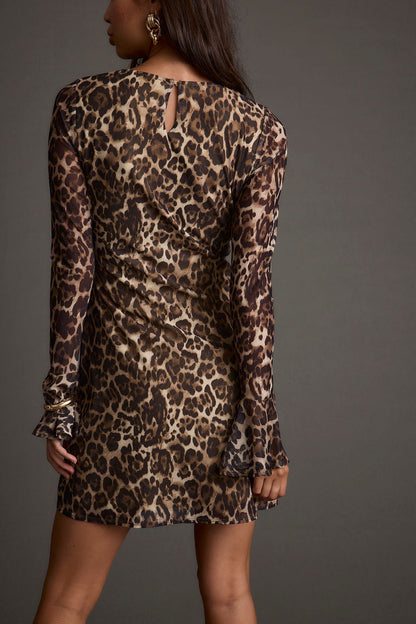 Tatum Leopard Mesh Mini Dress