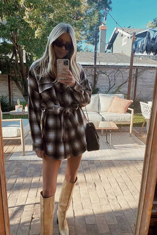 Crosby Brown Plaid Dress