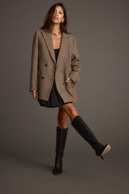 West Village Brown Plaid Blazer