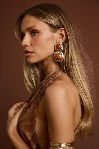 Wild Ember Gold Statement Earrings