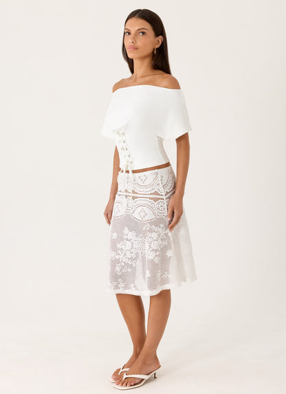 Yanna Midi Skirt - White
