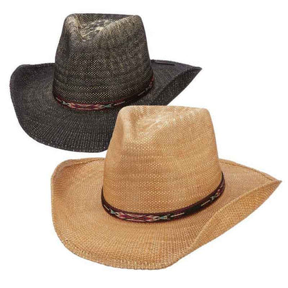 Amarillo Bangkok Toyo Western Hat with Web Band - DPC Hats Cowboy Hat Dorfman Hat Co. MS417 Black S/M (56 -57 cm)