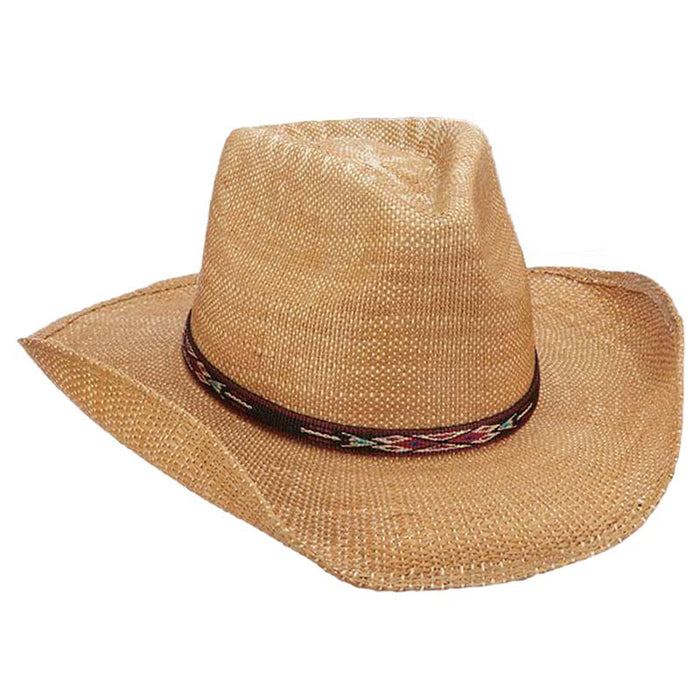 Amarillo Bangkok Toyo Western Hat with Web Band - DPC Hats Cowboy Hat Dorfman Hat Co. MS417 Tea S/M (56 -57 cm)