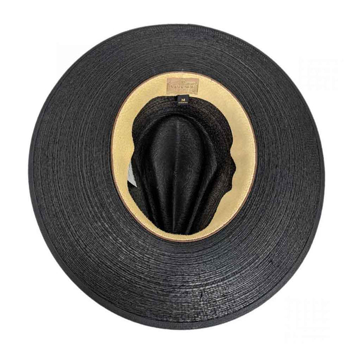Andora Black Palm Straw Fedora Hat with Gold Feather - Biltmore Hats Fedora Hat Biltmore Hats