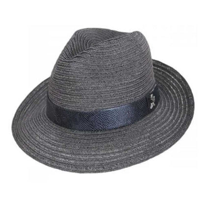 Avant Gard Braided Hemp Straw Fedora - Carlos Santana Hats Fedora Hat Santana Hats SAN715 Grey Large (59 cm)
