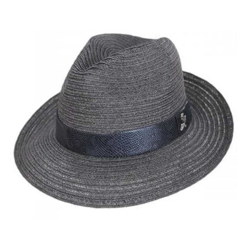 Avant Gard Braided Hemp Straw Fedora - Carlos Santana Hats Fedora Hat Santana Hats SAN715 Grey Large (59 cm)