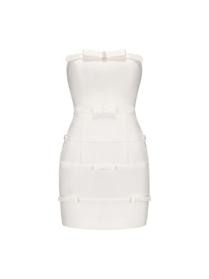 Lucie Bow Dress (White) (Final Sale)