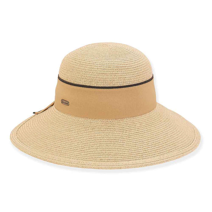 Backless Facesaver Hat with Wide Ribbon Bow - Sun 'N' Sand Hats Facesaver Hat Sun N Sand Hats HH2713A Natural Medium (57 cm)