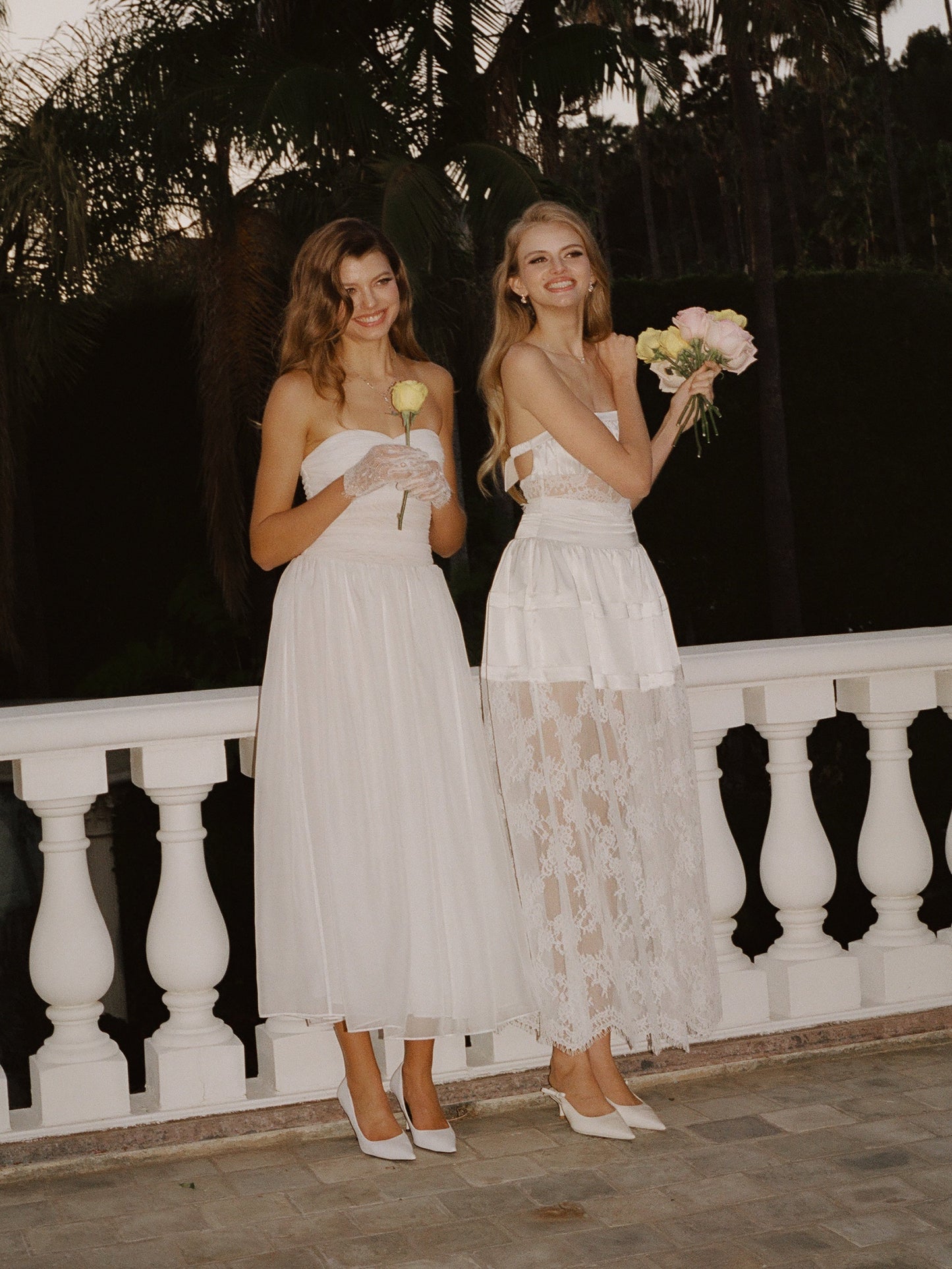 Amelie Lace Strapless White Dress