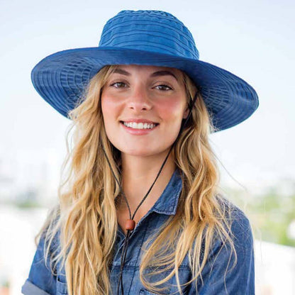 Bellarosa Ribbon Sun Hat with Chin Cord - Scala Hat Wide Brim Sun Hat Scala Hats