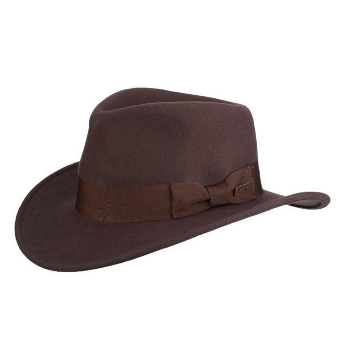 Belloq Crushable Water Repellent Wool Felt Outback Hat - Indiana Jones Hat Safari Hat Indiana Jones Hats IJ557-BRN1 Brown Small