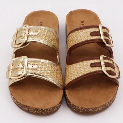 Bamboo Double Buckle Sandals