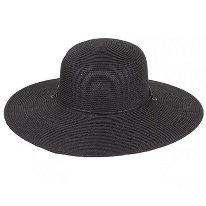 Black Straw Floppy Sun Hat with Chin Cord - Karen Keith Hats Wide Brim Sun Hat Great hats by Karen Keith