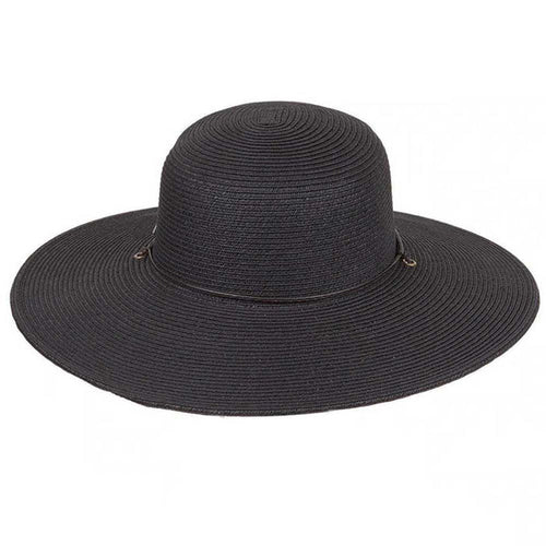 Black Straw Floppy Sun Hat with Chin Cord - Karen Keith Hats Wide Brim Sun Hat Great hats by Karen Keith