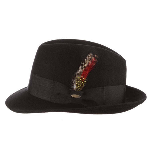 Black Wool Felt Fedora Hat - Scala Hats Fedora Hat Scala Hats