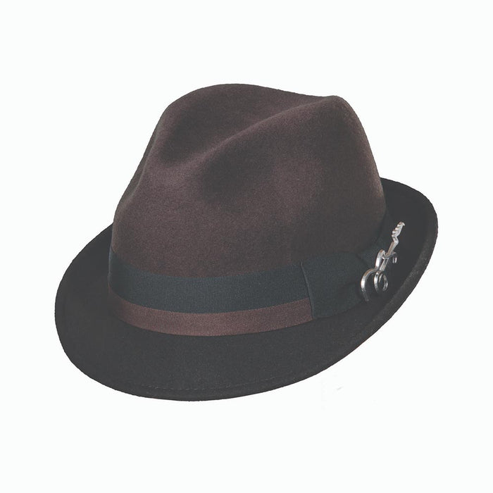 Bogart Wool Felt Fedora with Guitar Pin - Carlos Santana Hats Fedora Hat Santana Hats SAN277 Brown Large (59 cm)