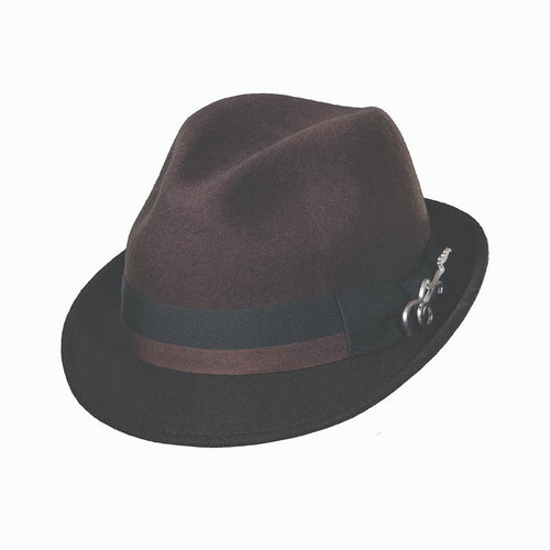 Bogart Wool Felt Fedora with Guitar Pin - Carlos Santana Hats Fedora Hat Santana Hats SAN277 Brown Large (59 cm)