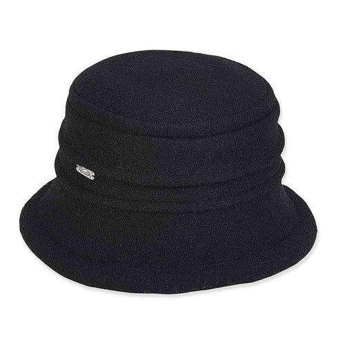 Boiled Wool Cloche with Piping Accent - Adora® Wool Hats Cloche Adora Hats AD1065C Black Medium (57.5 cm)