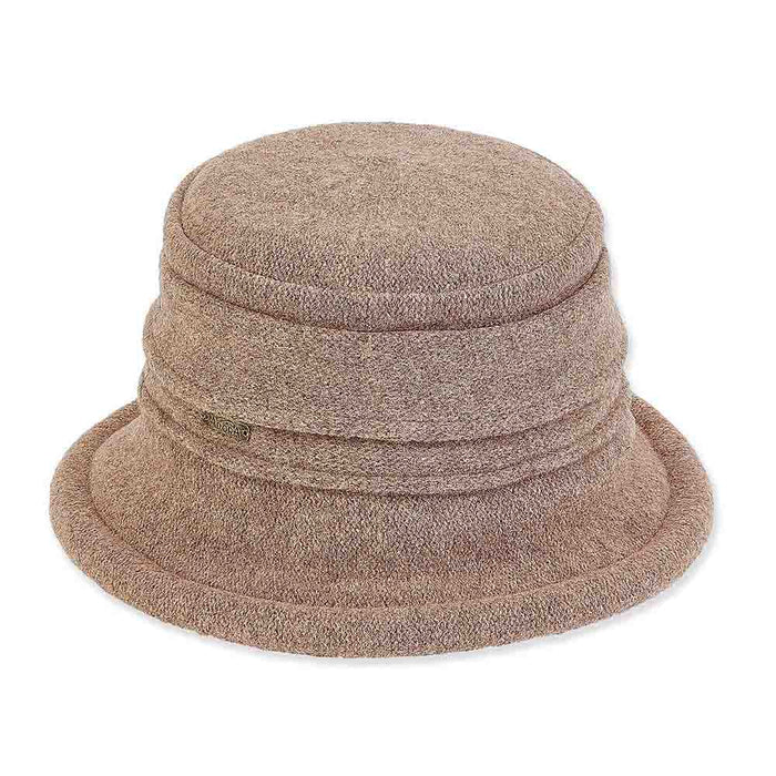 Boiled Wool Cloche with Piping Accent - Adora® Wool Hats Cloche Adora Hats AD1065D Tan Medium (57.5 cm)