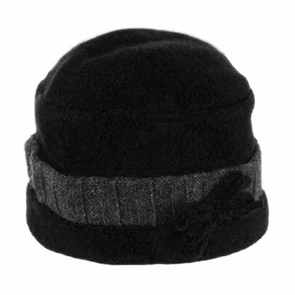 Boiled Wool Cuffed Turban Beanie - Scala Hat Beanie Scala Hats LW720-BLK Black