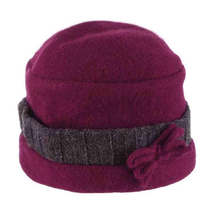 Boiled Wool Cuffed Turban Beanie - Scala Hat Beanie Scala Hats LW720 Magenta