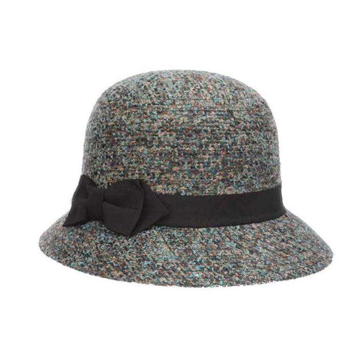 Boucle Cloche with Dimensional Brim - Dorfman Pacific Cloche Dorfman Hat Co. LW743 Teal Medium (57 cm)