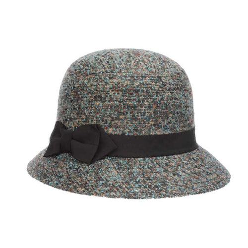 Boucle Cloche with Dimensional Brim - Dorfman Pacific Cloche Dorfman Hat Co. LW743 Teal Medium (57 cm)