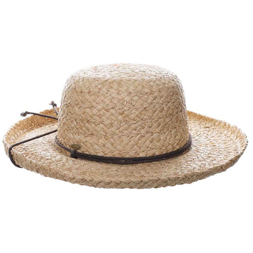 Braided Raffia Up Brim Hat with Chin Cord - Scala Hats Kettle Brim Hat Scala Hats LR784 Natural Large (59 cm)