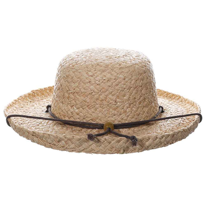 Braided Raffia Up Brim Hat with Chin Cord - Scala Hats Kettle Brim Hat Scala Hats