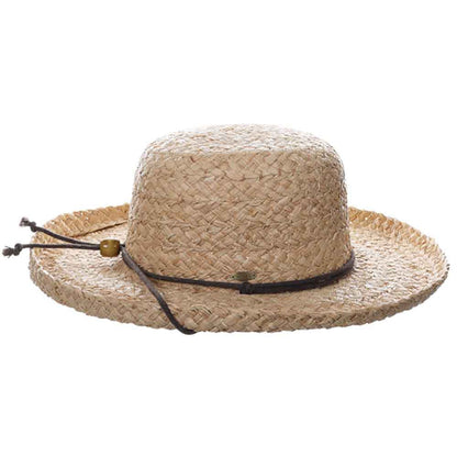 Braided Raffia Up Brim Hat with Chin Cord - Scala Hats Kettle Brim Hat Scala Hats