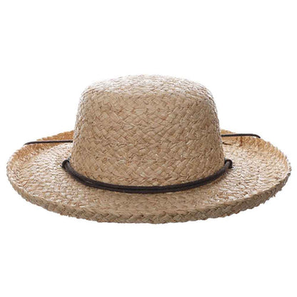 Braided Raffia Up Brim Hat with Chin Cord - Scala Hats Kettle Brim Hat Scala Hats