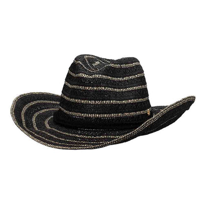 Breezy Braided Women's Cowboy Hat with Chin Strap - Cappelli Straworld Cowboy Hat Cappelli Straworld CSW404BK Black OS (57 cm)