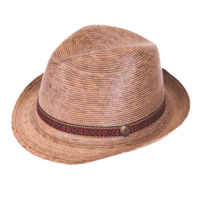 Burnt Palm Leaf Fedora Hat with Tribal Band- Tula Hats Fedora Hat Tula Hats TU1-1880 Burnt Palm Small Stretch band (55-56 cm)