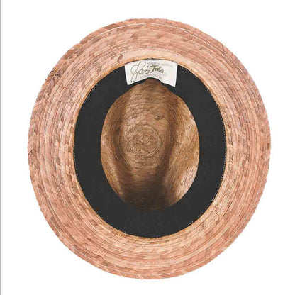 Burnt Palm Leaf Fedora Hat with Tribal Band- Tula Hats Fedora Hat Tula Hats