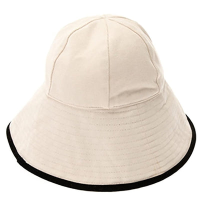 Canvas Bucket Hat with Chin Tie for Women - Boardwalk Sun Hats Bucket Hat Boardwalk Style Hats DA1899-S Ivory S (56 cm)