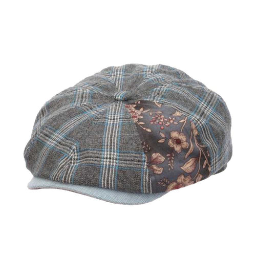 Carlos Santana Aire Plaid Newsboy Cap Flat Cap Santana Hats SAN393-GREY Grey Large