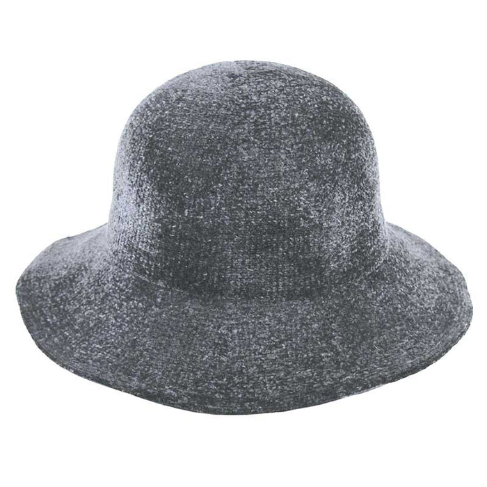 Chenille Cloche with Shapeable Wire Brim - Jeanne Simmons Hat Cloche Jeanne Simmons Accessories JS7246 Grey Medium (57 cm)
