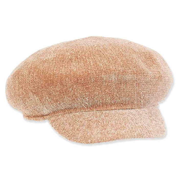 Chenille Fashion Newsboy Cap - Adora Hats Cap Adora Hats AD944F Beige Medium (57 cm)