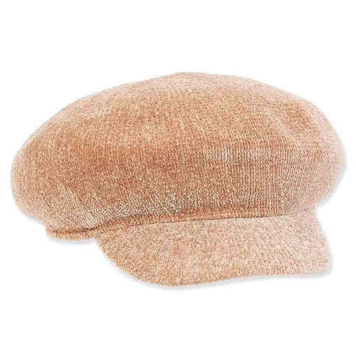 Chenille Fashion Newsboy Cap - Adora Hats Cap Adora Hats AD944F Beige Medium (57 cm)