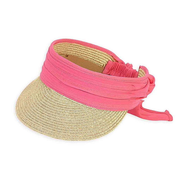 Chiffon Sash Sun Visor for Small Heads - Sunny Dayz™ Visor Cap Sun N Sand Hats HK313B Fuchsia XXS/XS (50-53 cm)