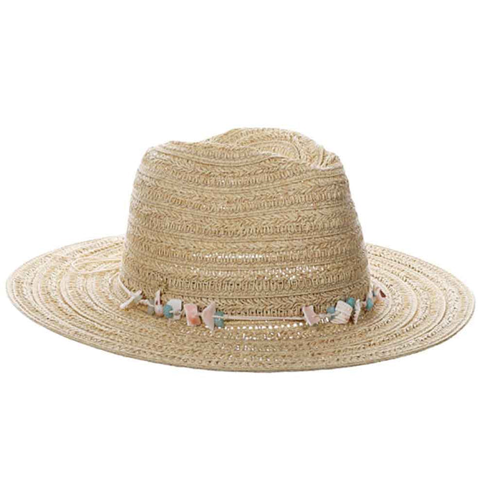 Claire Crochet Straw Safari Hat with Shells - Cappelli Straworld Safari Hat Cappelli Straworld CSW416-NAT Natural