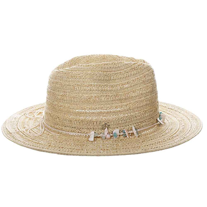 Claire Crochet Straw Safari Hat with Shells - Cappelli Straworld Safari Hat Cappelli Straworld