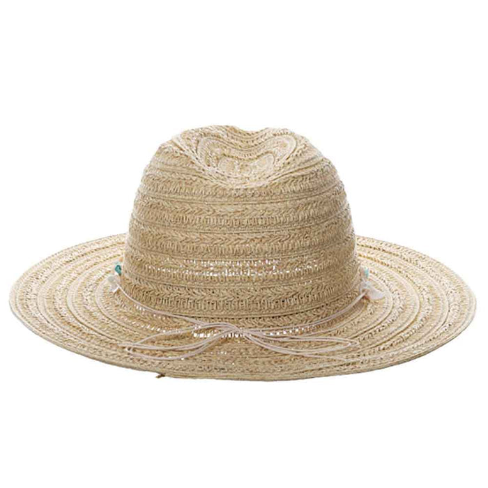 Claire Crochet Straw Safari Hat with Shells - Cappelli Straworld Safari Hat Cappelli Straworld